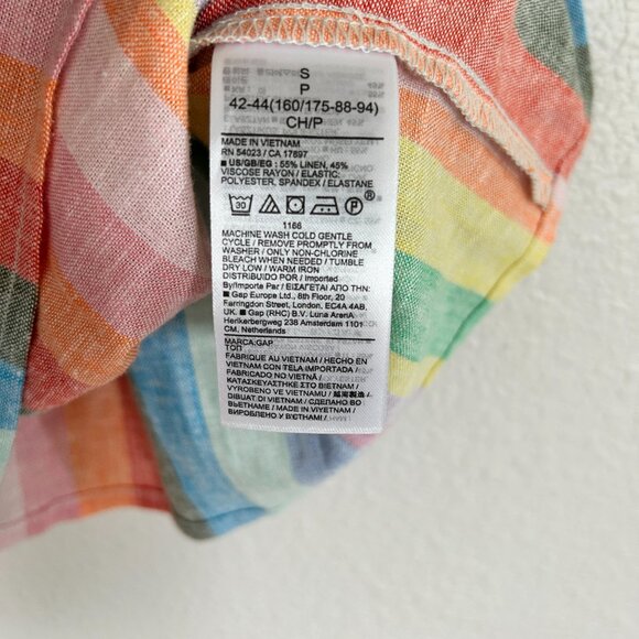 Gap Tank Top S Rainbow Stripe Babydoll Tie Shoulder Smocked Peplum - Picture 8 of 9